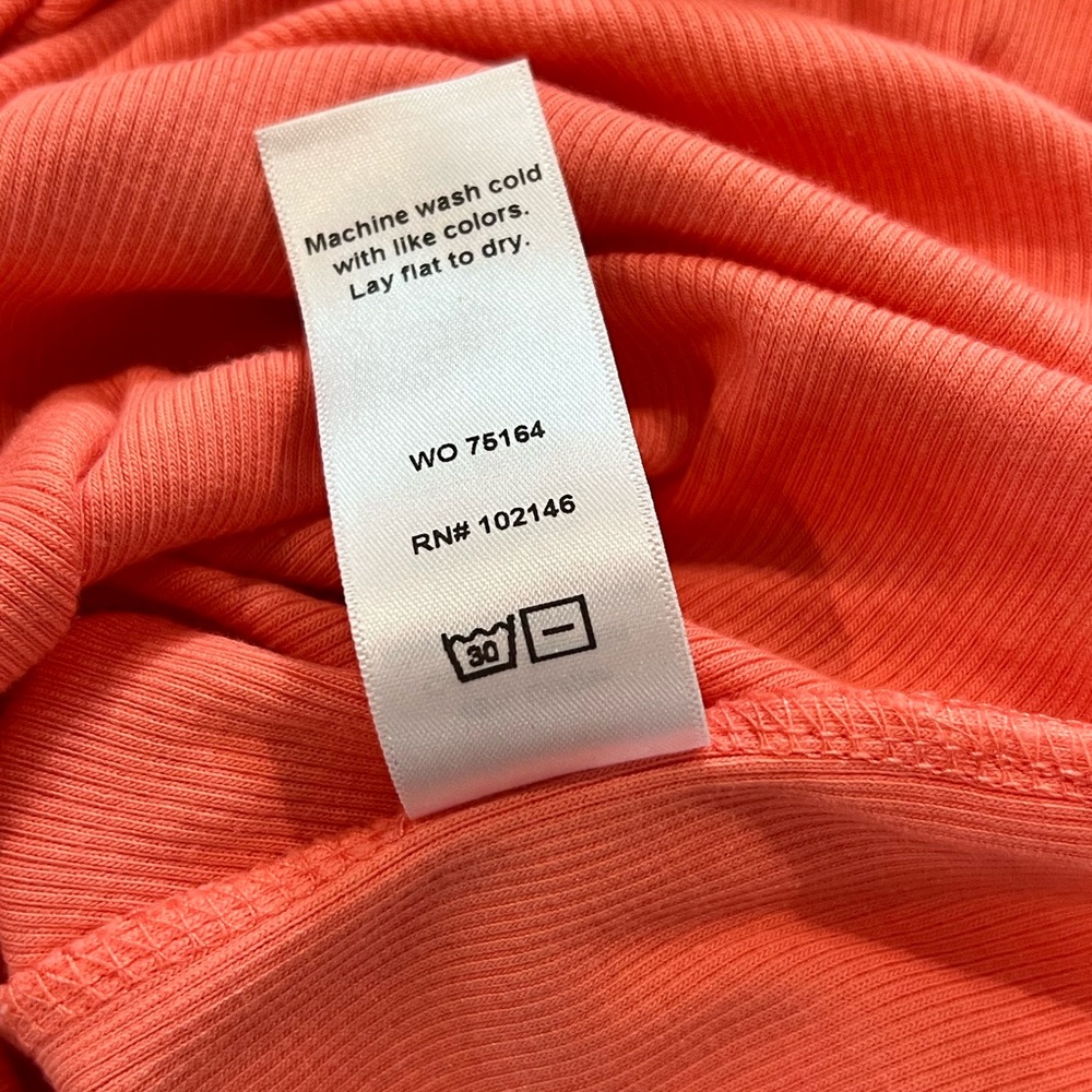 Michael Stars Wren Ruched Midi Dress Small Heatwave Orange Ribbed Tank Bodycon - Picture 7 of 7